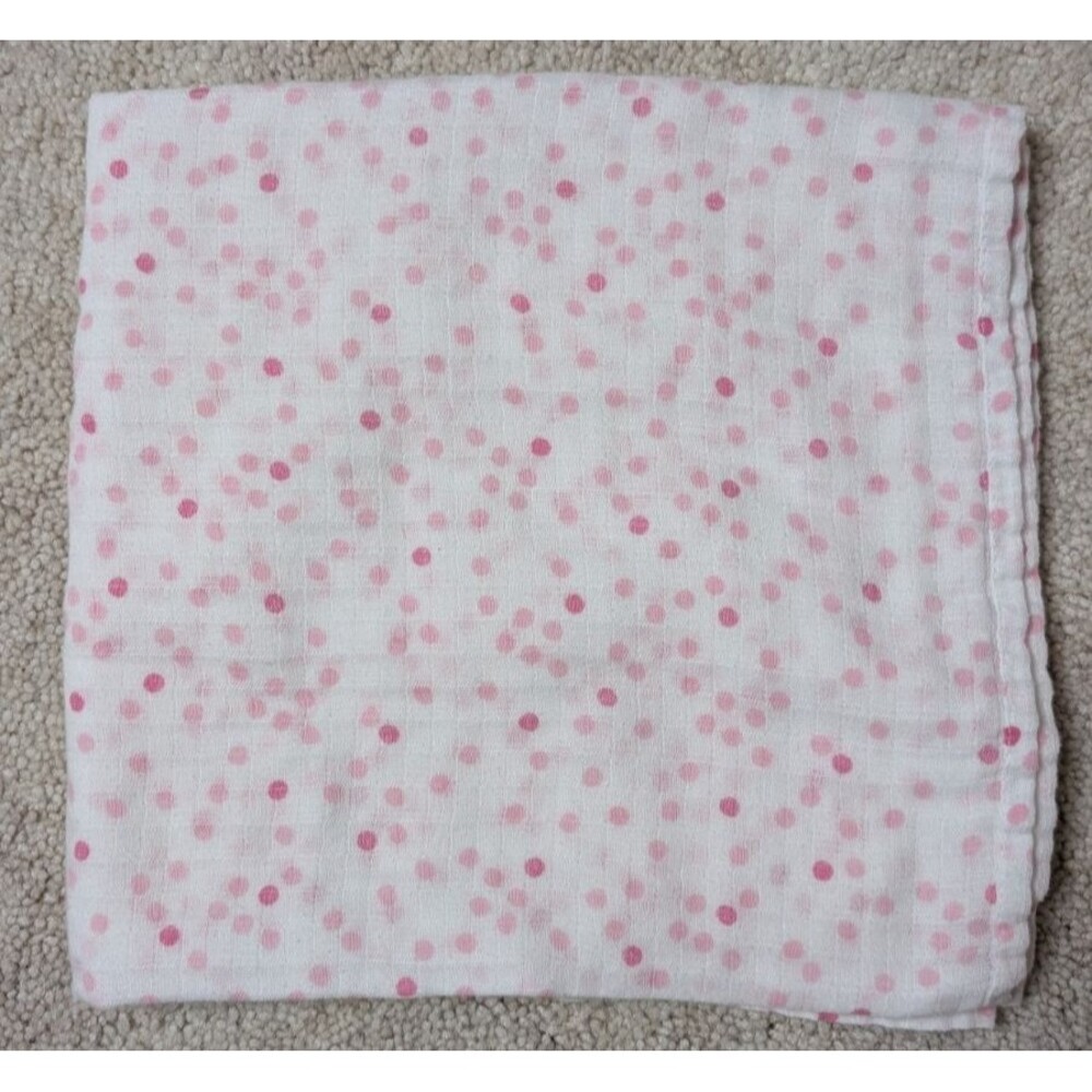 Ideal Baby by Aden + Anais White Pink Dots Spots Swaddle Baby Blanket